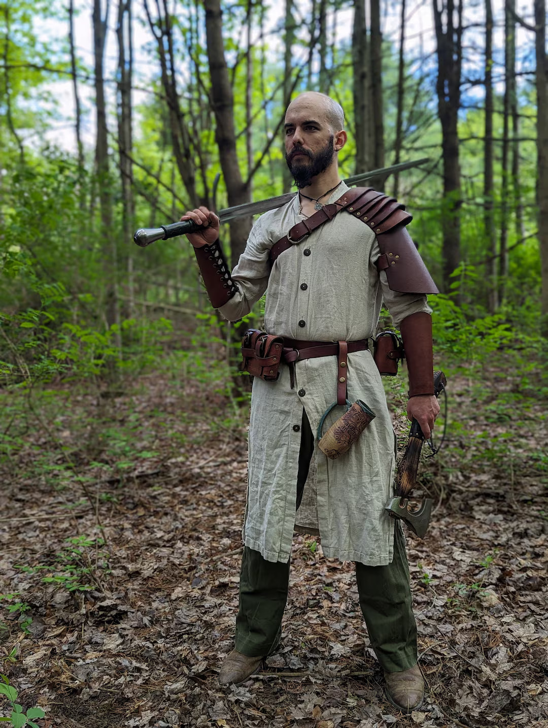 Large Leather Pauldron multiple Leather & Metal Colors - Etsy | Etsy (US)