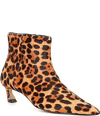 Gianni Bini Georgina Leopard Print Calf Hair Kitten Heel Booties - 5 | Dillard's