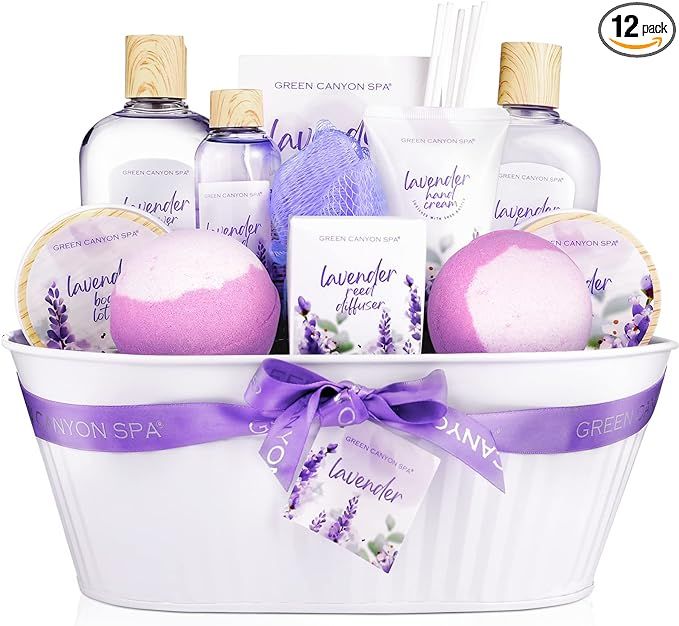 Green Canyon Spa Gifts for Women, 12Pcs Lavender Bath and Body Home Spa Gift Kit with Bath Bombs,... | Amazon (US)