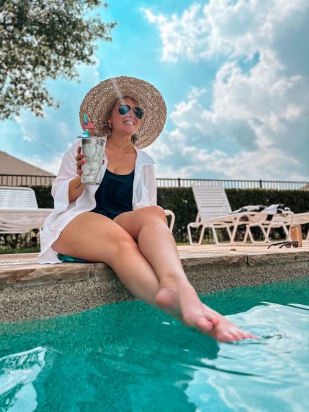 Happy Memorial Day! Poolside outfit that’s skin cancer safe. UPF friendly pool outfit, gauze white coastal shirt dress, sun safe getaway outfit, vacation looks, neutral minimalist swim look 

#LTKcurves #LTKswim #LTKSeasonal