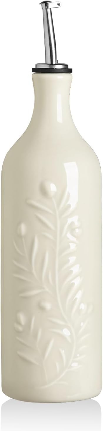 Sweejar Large Olive Oil Dispenser Bottle with Spout, 24 Oz Ceramic Oil Dispenser for Kitchen, Rel... | Amazon (US)