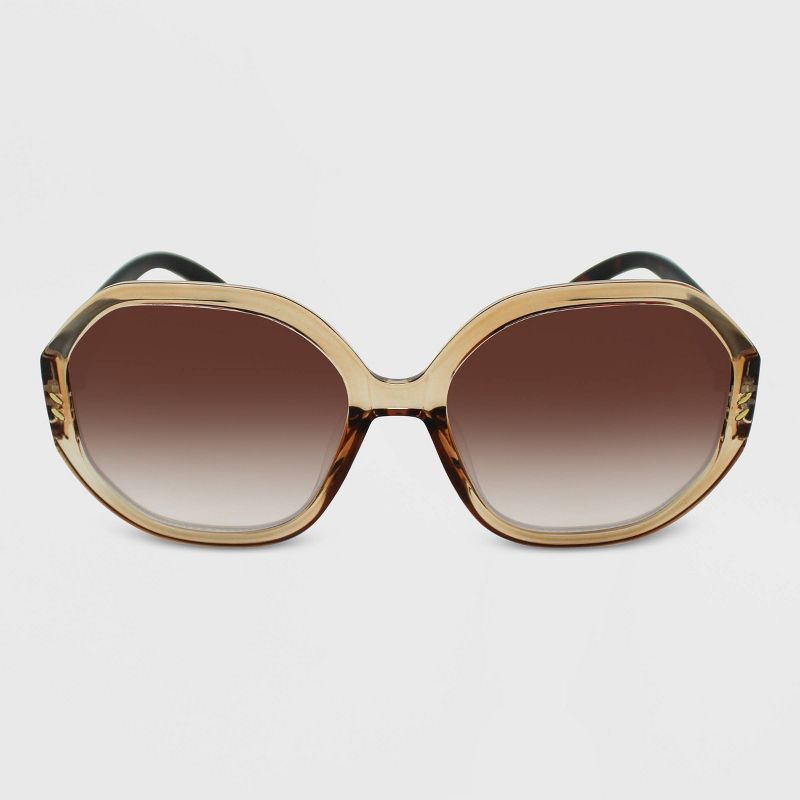 Women&#39;s Crystal Tortoise Shell Print Geo Sunglasses - Wild Fable&#8482; Beige | Target