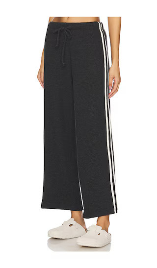 DONNI. Thermal Stripe Cropped Pant in Charcoal. - size XL | Revolve Clothing (Global)