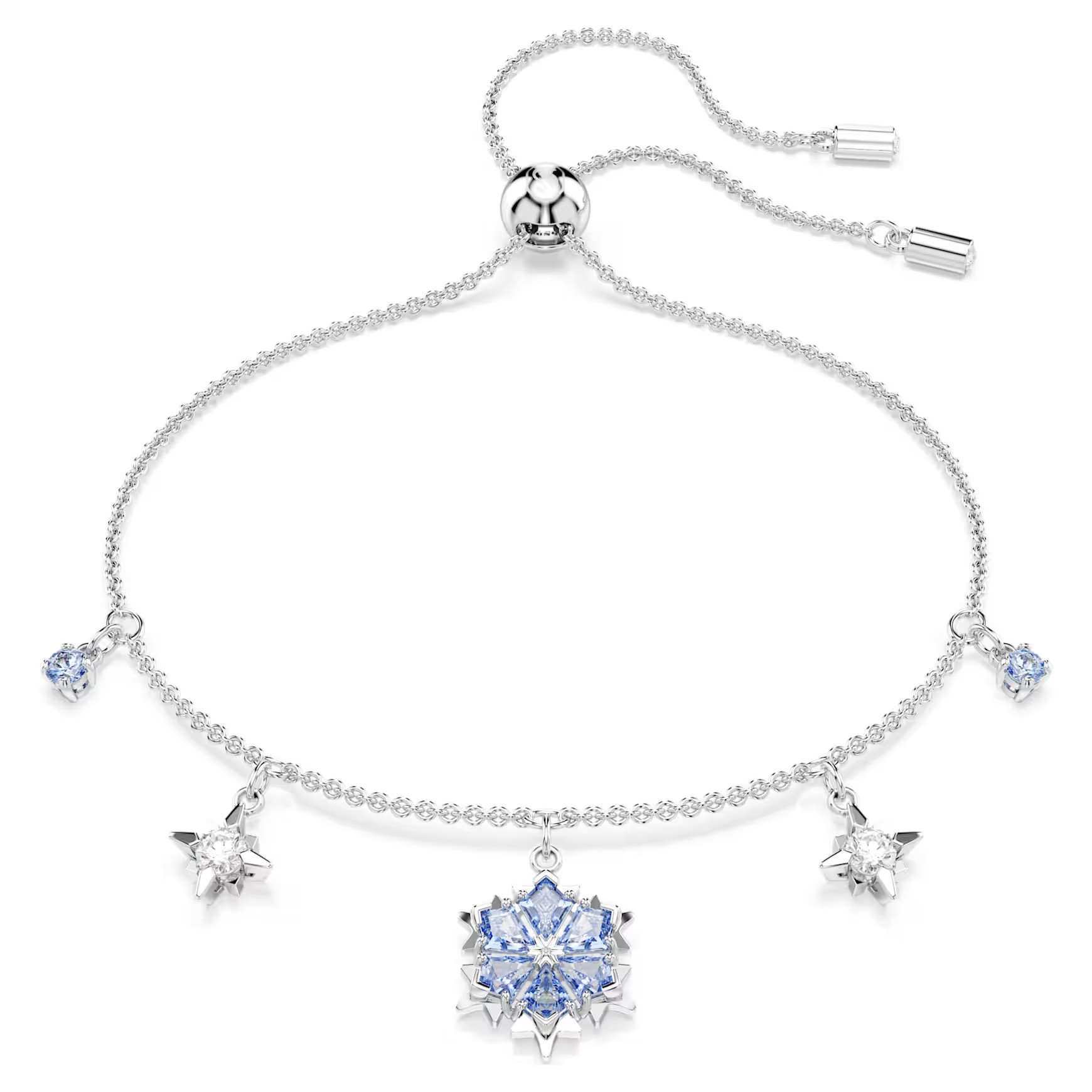 Magic bracelet, Snowflake, Blue, Rhodium plated by SWAROVSKI | SWAROVSKI