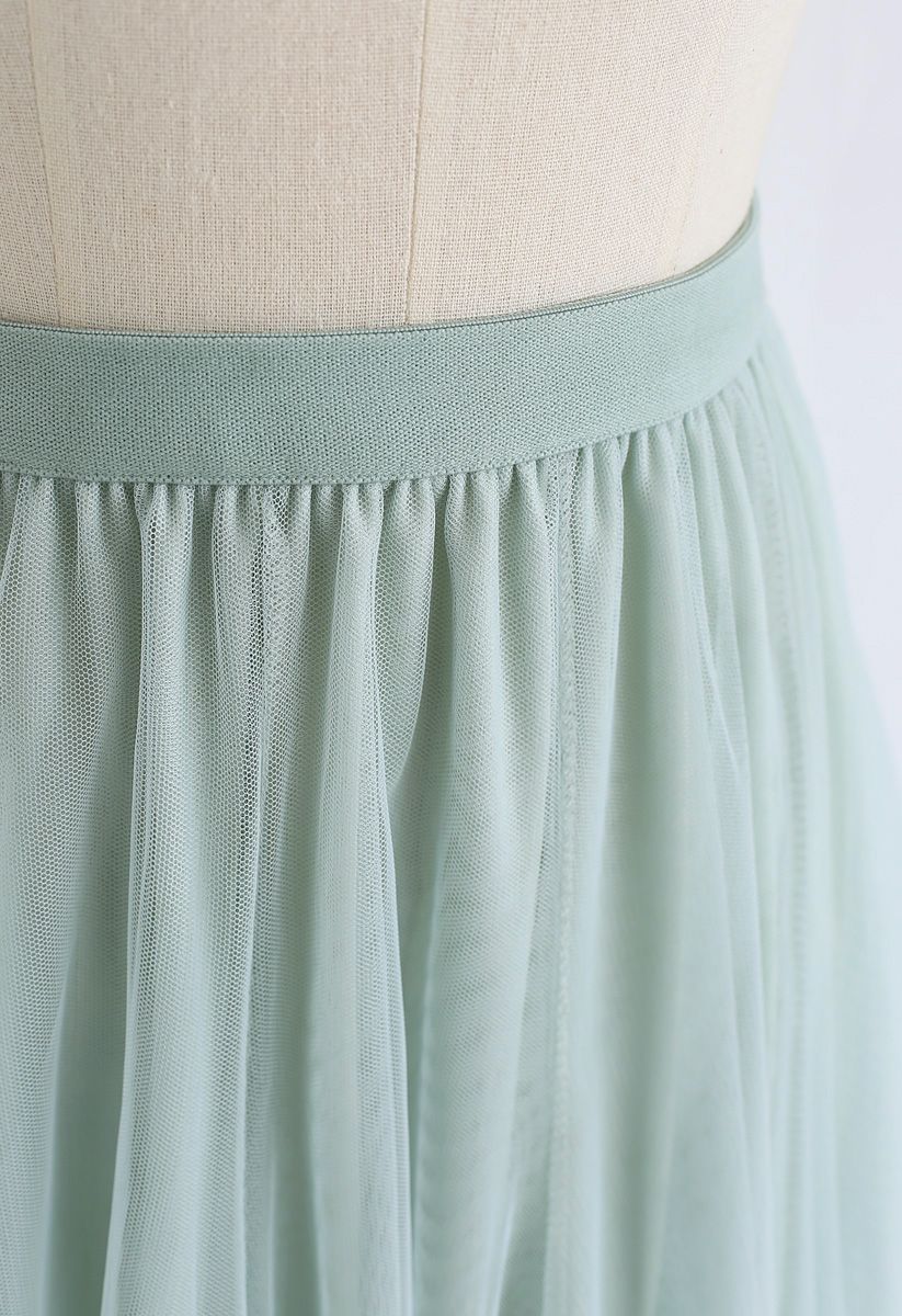My Secret Garden Tulle Maxi Skirt in Mint | Chicwish