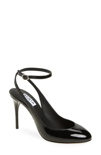 Alaïa Decollete Slingback Ankle Strap Pump in Noir at Nordstrom Rack, Size 8Us / 38Eu | Nordstrom Rack