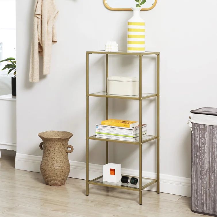 Agosti 37.4'' H x 15.7'' W Stainless Steel Etagere Bookcase | Wayfair North America