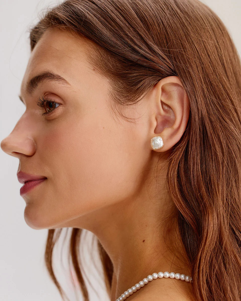 Silver Pearl Earrings | rihoas.com