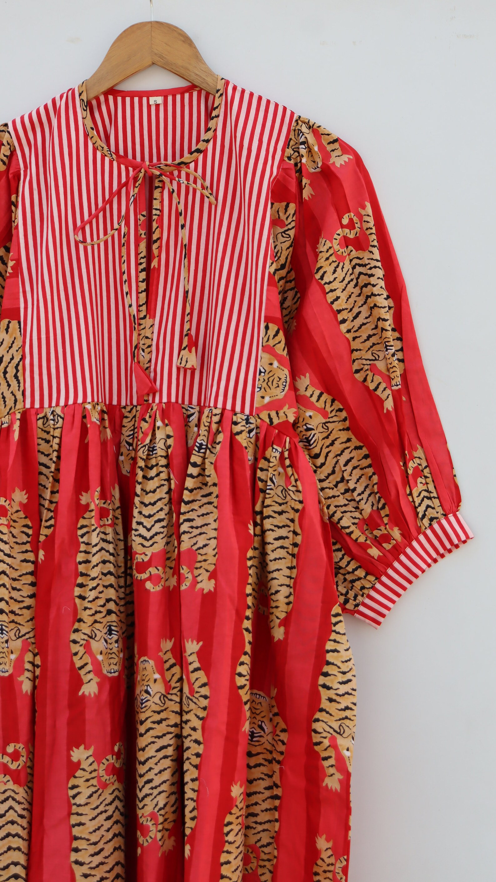 Stripes Tiger Midi Dress, Mini Dress, Long Block Print Dress, Deep Neck With String Closer - Etsy | Etsy (US)