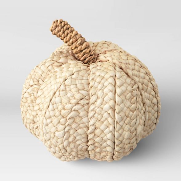 7" x 7.8" Woven Corn Husk Pumpkin Figurine Cream - Threshold™ | Target