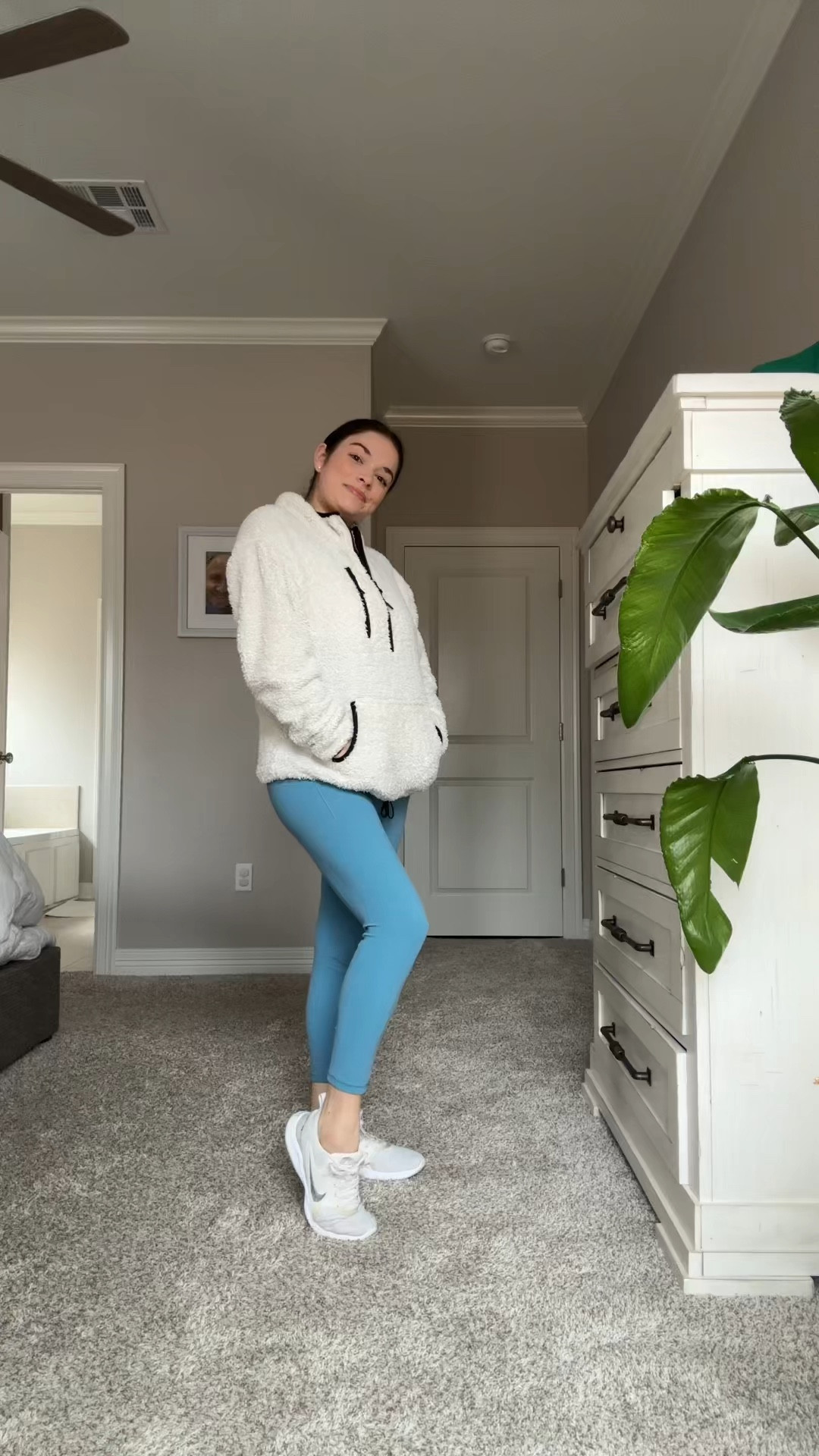 casual athletic outfit 
Half zip fleece, Sherpa, tank top, leggings, compression leggings, Nike running shoes 

#LTKstyletip #LTKfitness #LTKshoecrush