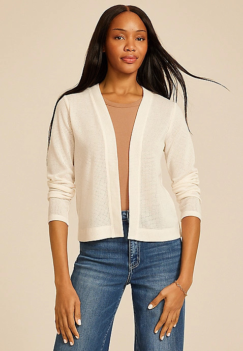 Textured Open Front Cardigan | Maurices