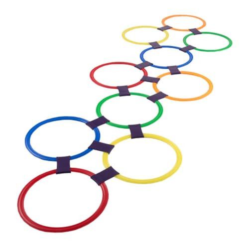 HEY! PLAY! Hopscotch Rings Game - Ten 11-Inch Plastic Rings and 15 Connectors for Indoor and Outdoor Use - Play Set for Girls and Boys (Multicolored) | Amazon (US)