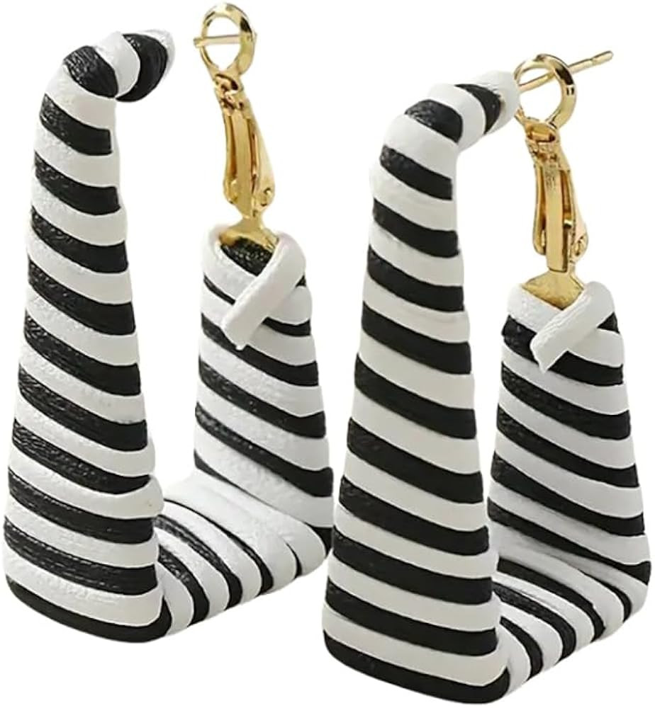 Chunky Leopard Leather Earrings Bohemia Camouflage Leather Dangle Earrings Chunky Rectangle Black... | Amazon (US)