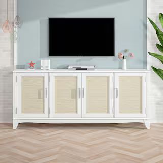 70 in. White Oak Wood TV Stand for TVs up to 78 in. | The Home Depot