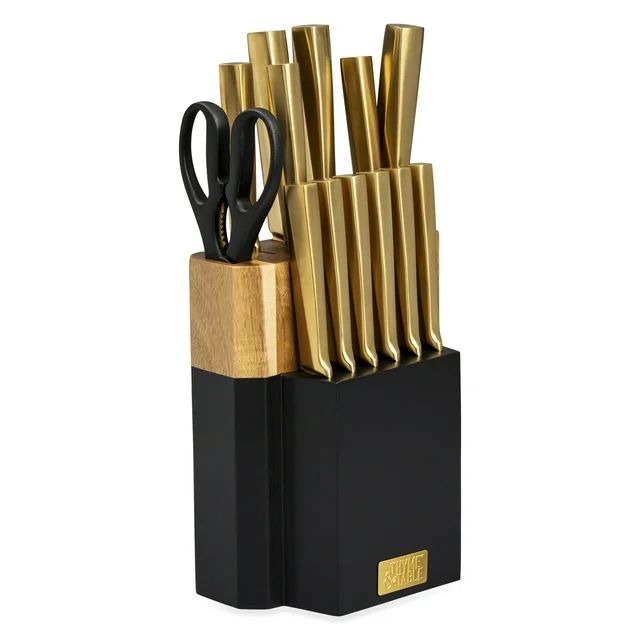 Thyme & Table 15-Piece Knife Block Set with Knife Sharpener | Walmart (US)