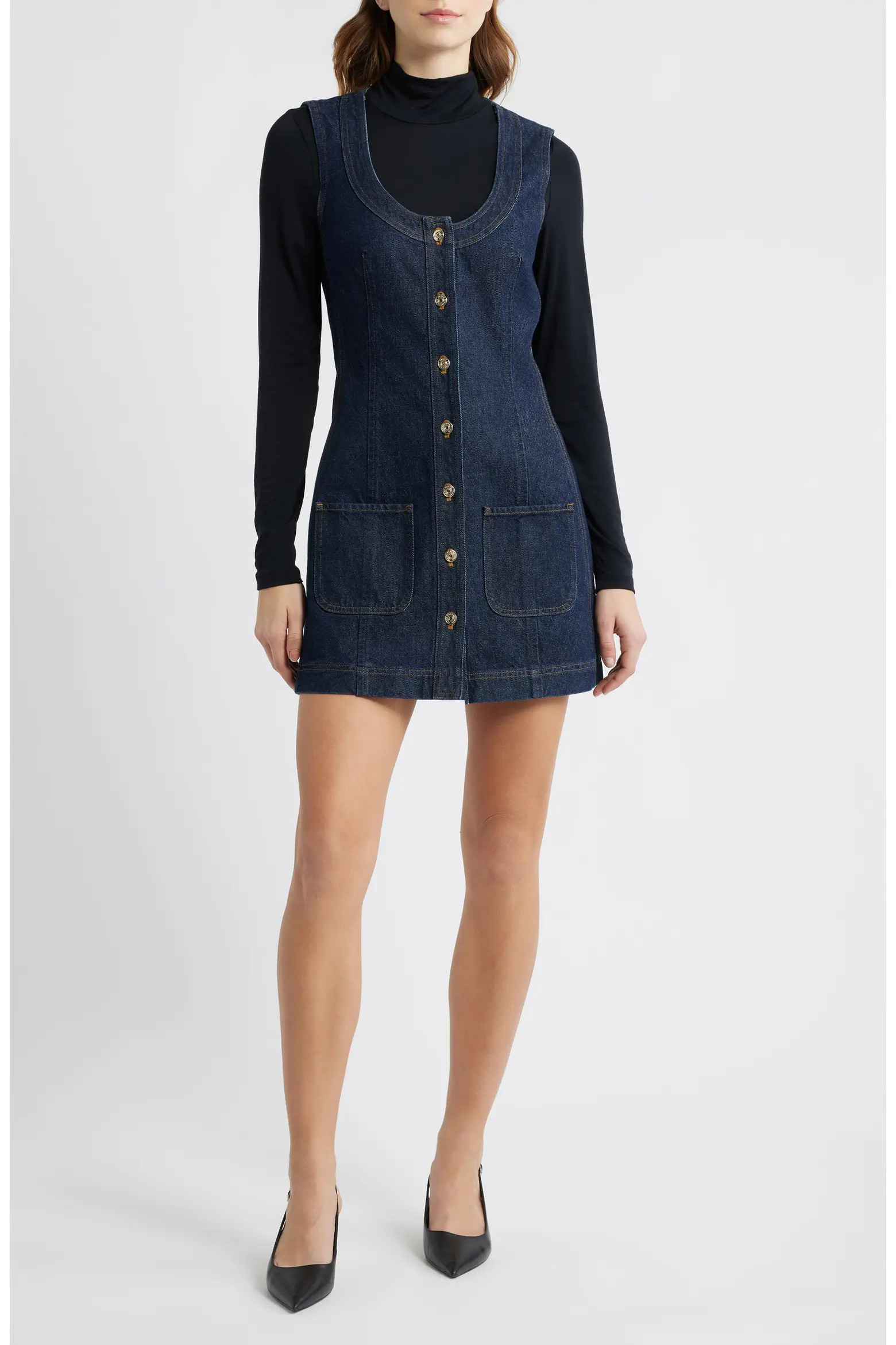 The Patch Pocket Sleeveless Denim Minidress (Women) | Nordstrom | Nordstrom