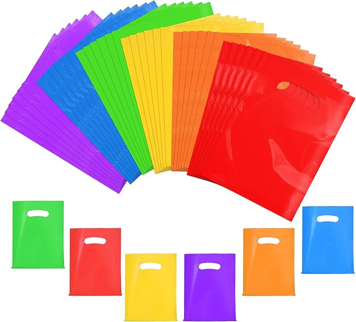 36 PCS Plastic Party Favor Small Gift Bags, 6"x8" Goodie Bags for Kids, Candy Treat Pouches Bulk ... | Amazon (US)