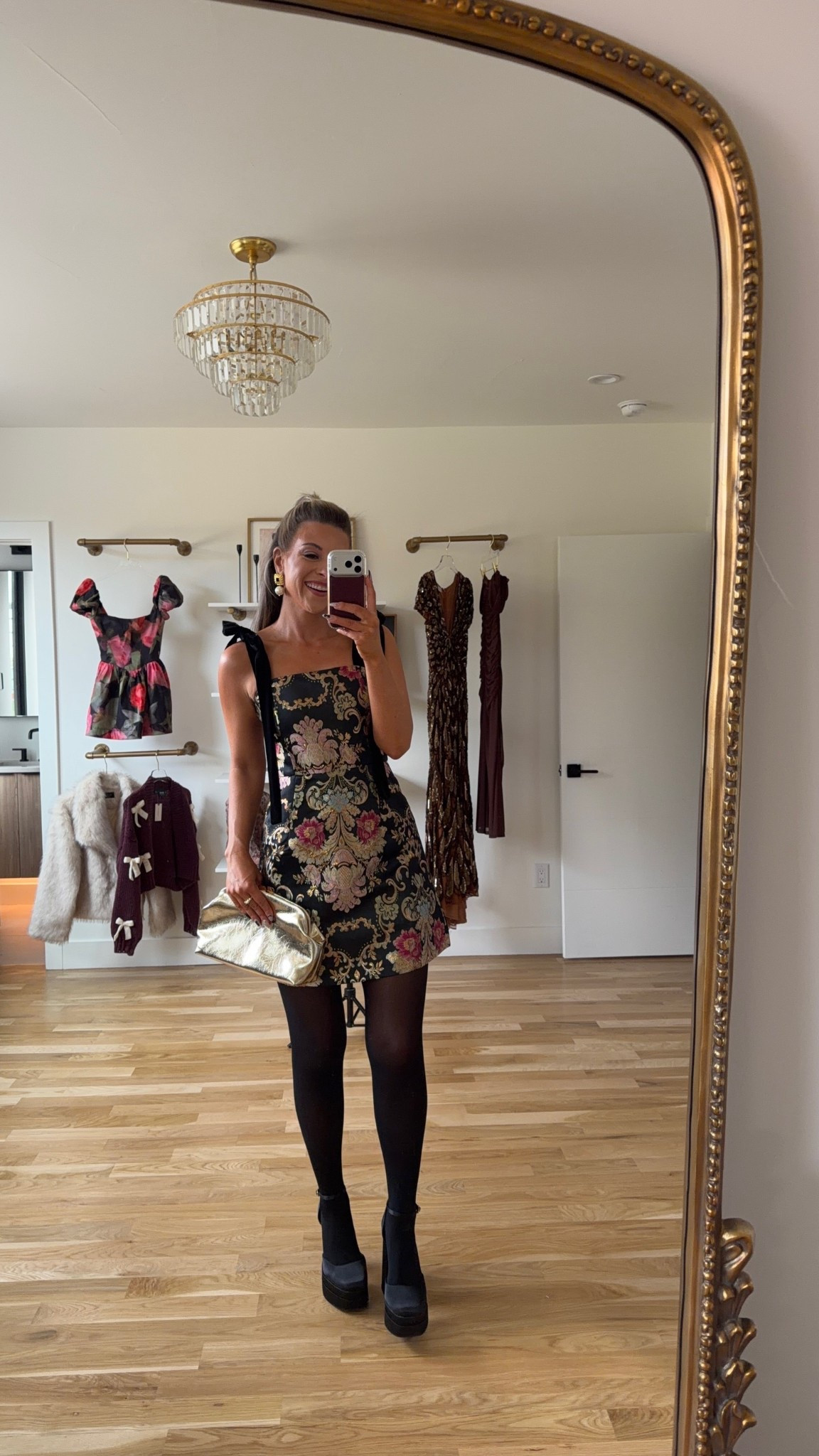 Black floral metallic mini cocktail dress with shoulder ties wedding guest and fall event cocktail dress from Vici 

Vici code: emerson30

Wearing my usual small/2

Wedding guest
Formal event
Black tie
Fall party
Cocktail party
Floral 
Metallic
Tie shoulders
Special occasion


#LTKParties #LTKFindsUnder100 #LTKWedding