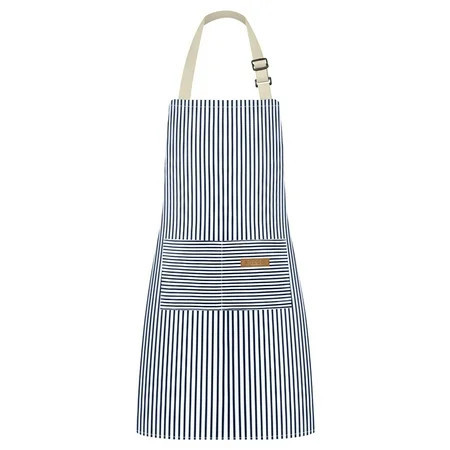 Bundlepro 1 Pack Adjustable Bib Kitchen Chef Apron with 2 Pockets for Men Women Cooking, Blue Stripe | Walmart (US)