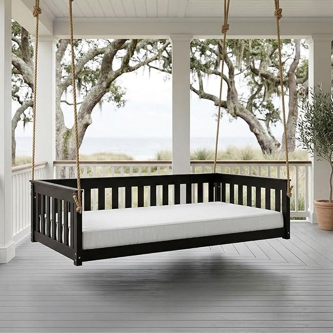 East Green Beckett Heavy Duty Poly Daybed Swing in Black, Crib Size - Composite HDPE Porch Swing ... | Amazon (US)