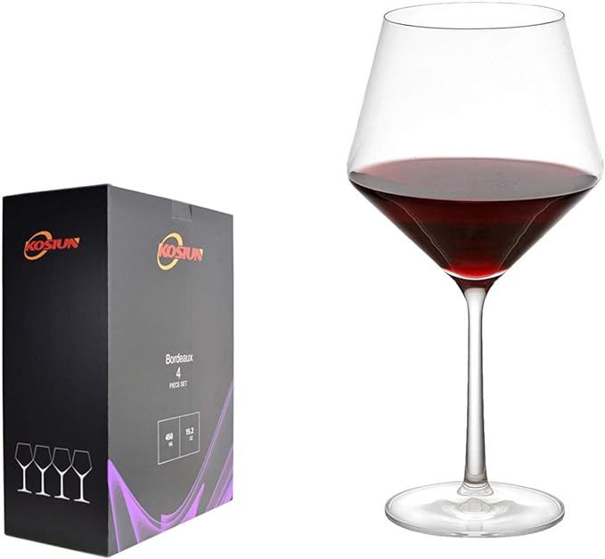 KOSIUN, Wine Glasses, White and Red, Non-Leaded Crystal, Hand Blown, Thin Rim, Lipless, Long Stem... | Amazon (US)