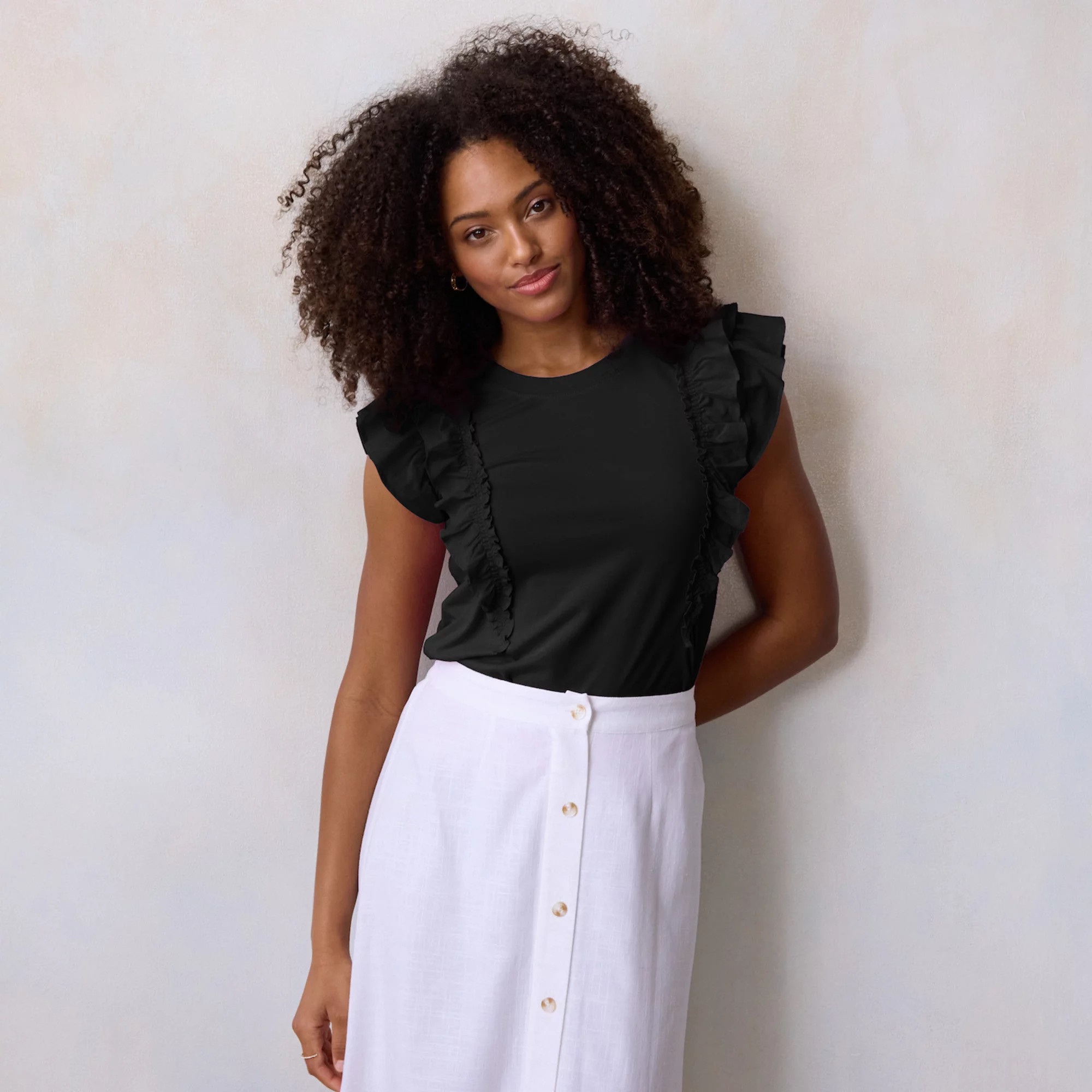 Women's LC Lauren Conrad Mixed Media Ruffle Tank Top | Kohl's