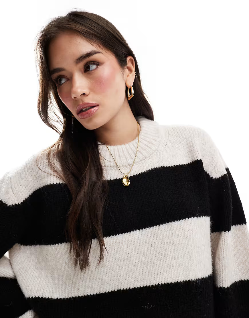 ASOS DESIGN oversized crew neck sweater in stripe-Multi | ASOS (Global)