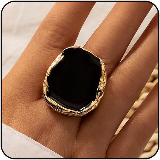 Black Rings for Women Chunky Statement Rings for Women Big Black Stone Ring Large Thick Cocktail ... | Amazon (US)