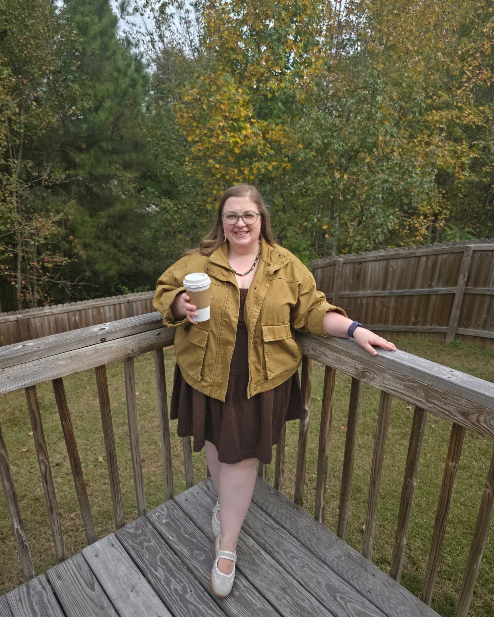 Sunday's church ootd: cargo jacket and chocolate brown dress from Oldnavy, and sneaker ballet flats from Amazon. My shoes come in 8 different colors and are under $50! 

#LTKMidsize #LTKWorkwear #LTKShoeCrush