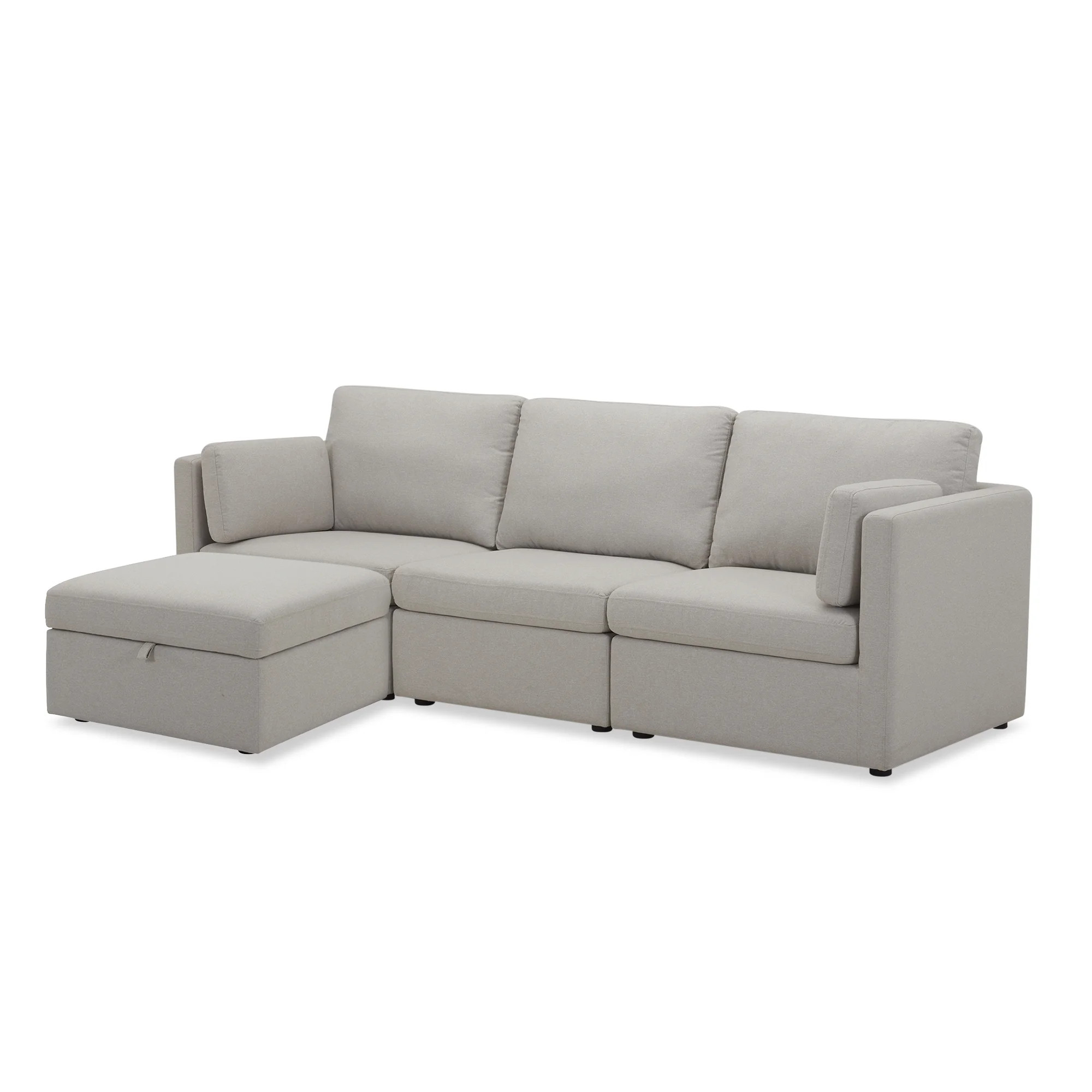 Better Homes & Gardens 100'' Modular Sectional Sofa with Storage Ottoman, White Linen | Walmart (US)