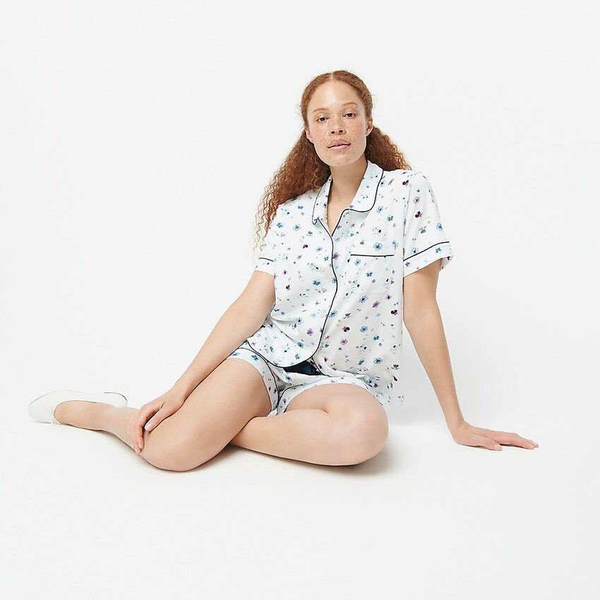 Dreamy short-sleeve pajama short set in airy floral | J.Crew US