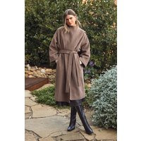ASTR the Label | Elaxi Longline Wrap Scarf Coat in Taupe brown | Size M | ASTR The Label (US)
