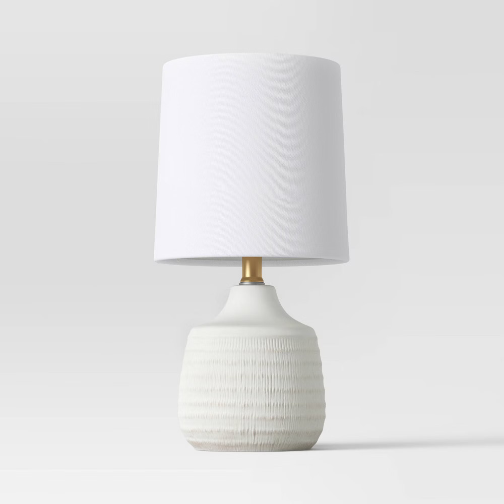 Textural Ceramic Mini Jar Shaped Table Lamp White (Includes LED Light Bulb) - Threshold | Target
