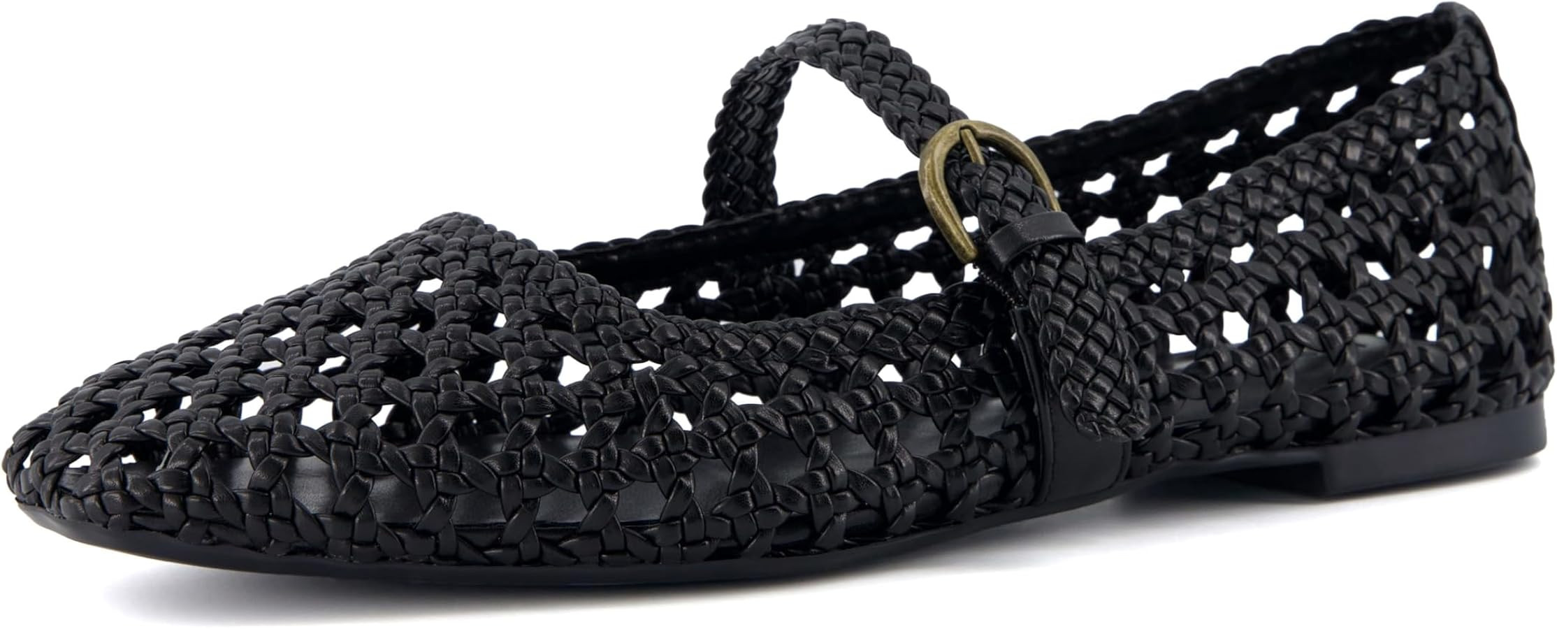 CUSHIONAIRE Weston Women’s Hand Woven Dressy Ballet Flats – Faux Leather Mary Jane with Adjus... | Amazon (US)