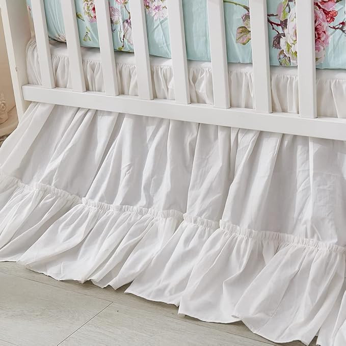 Brandream Crib Bed Skirt for Baby Girls Boys White Boho Bohemian Solid Cotton Toddler Bedskirt Fa... | Amazon (US)