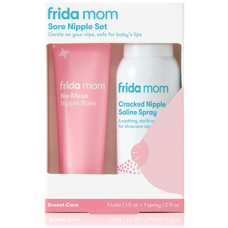Frida Mom Sore Nipple Set, Cracked Nipple Saline Spray, No-Mess Nipple Balm, 2 Piece Set | Walmart (US)