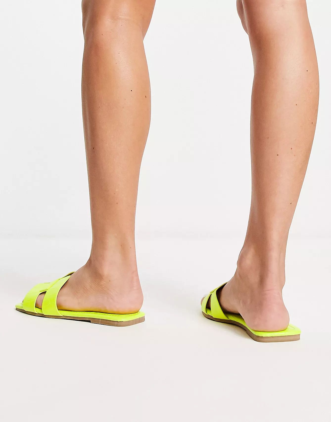 Truffle Collection Wide Fit slip on mule sliders in lime | ASOS | ASOS (Global)