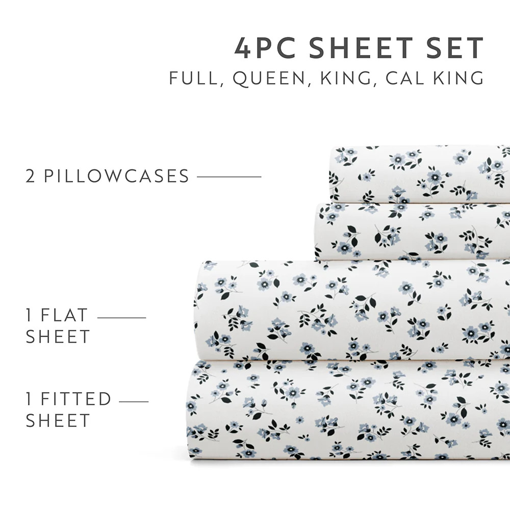 Ditsy Floral 4-Piece Pattern Sheet Set | Linens and Hutch