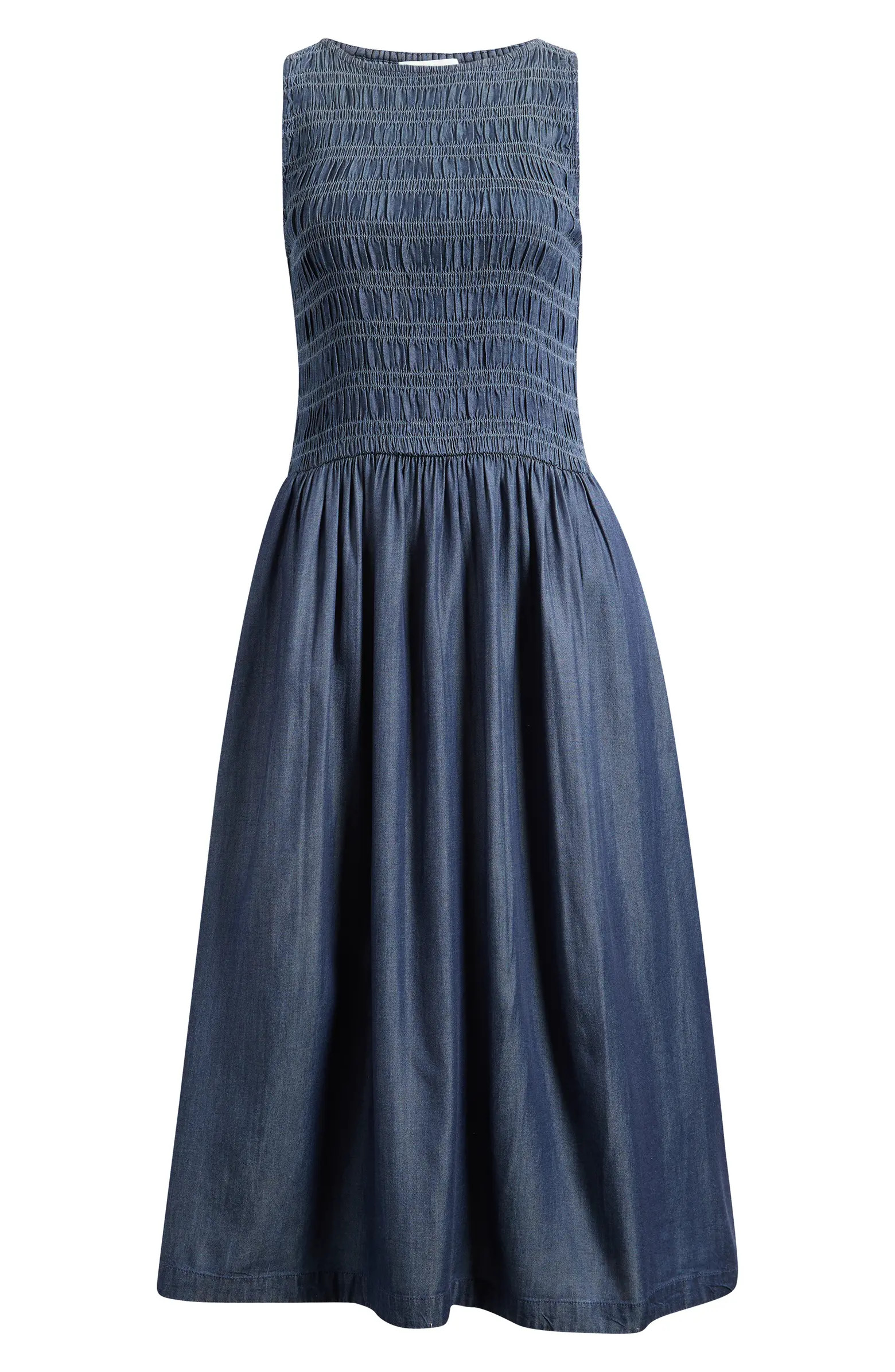 Denim Smocked Boat Neck Maxi Dress | Nordstrom