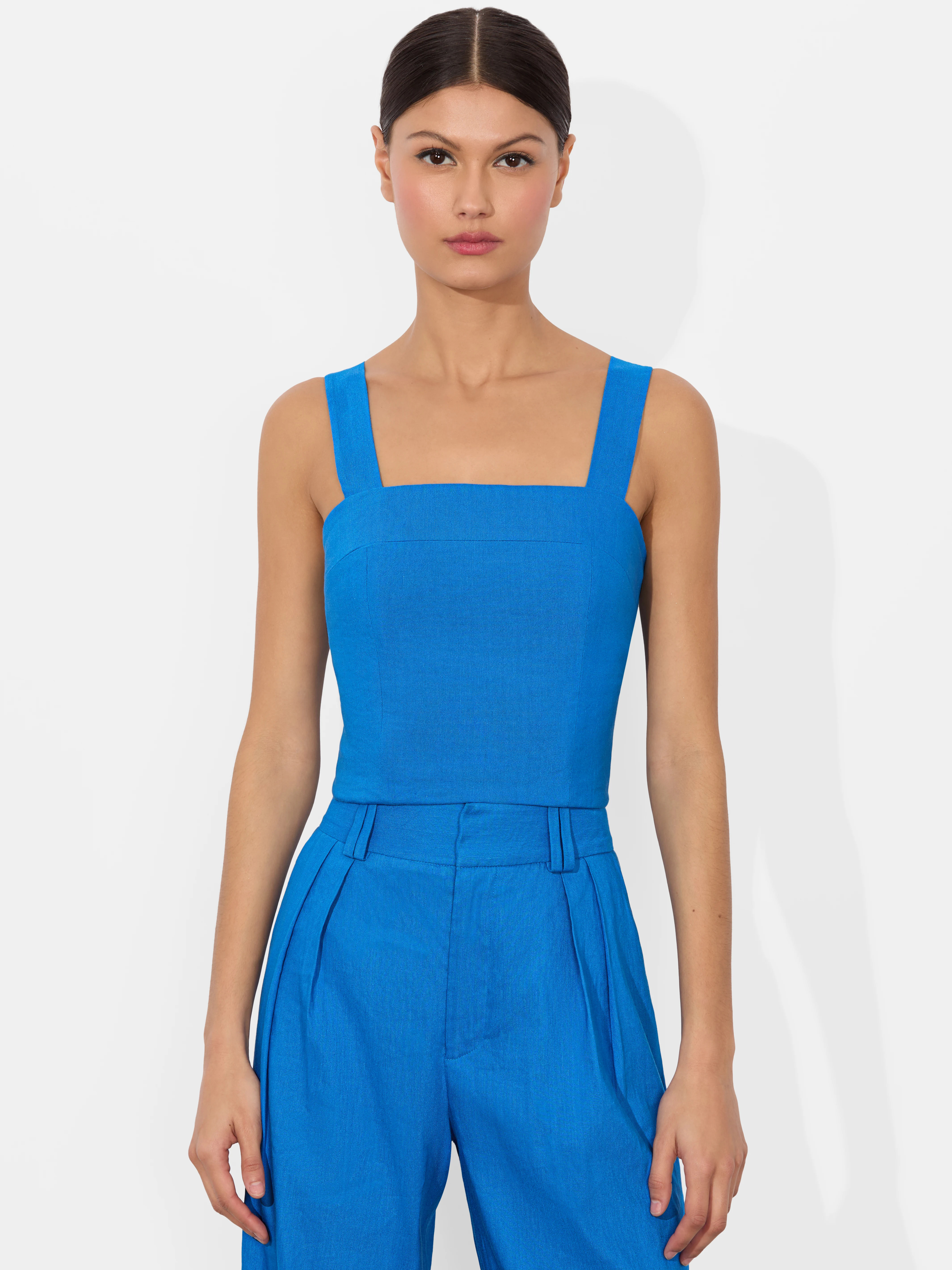 alice + olivia NATALIA LINEN LACE UP TOP | Alice + Olivia