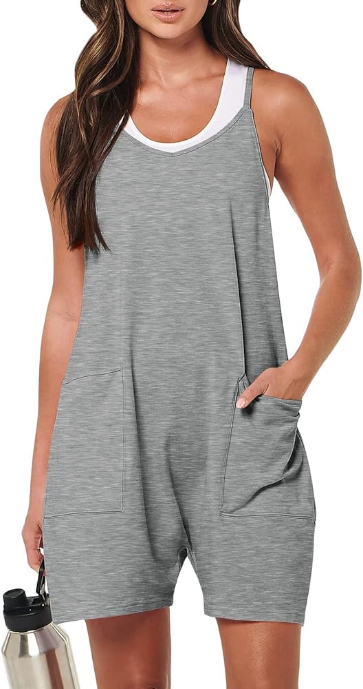 ANRABESS Womens Summer Casual Sleeveless Romper Loose Spaghetti Strap Shorts Overalls Jumpsuit wi... | Amazon (US)