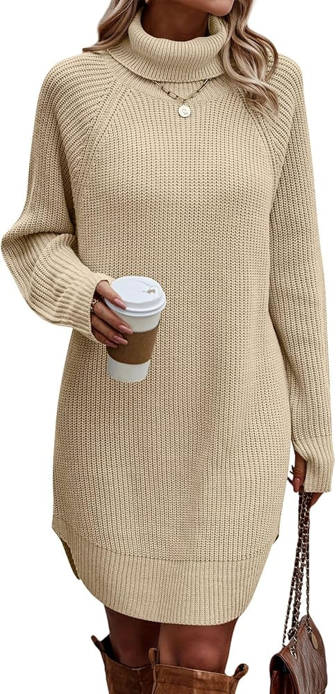 LILLUSORY Fall Women Turtleneck Long Sleeve Loose Oversized Sweater Dress 2023 | Amazon (US)