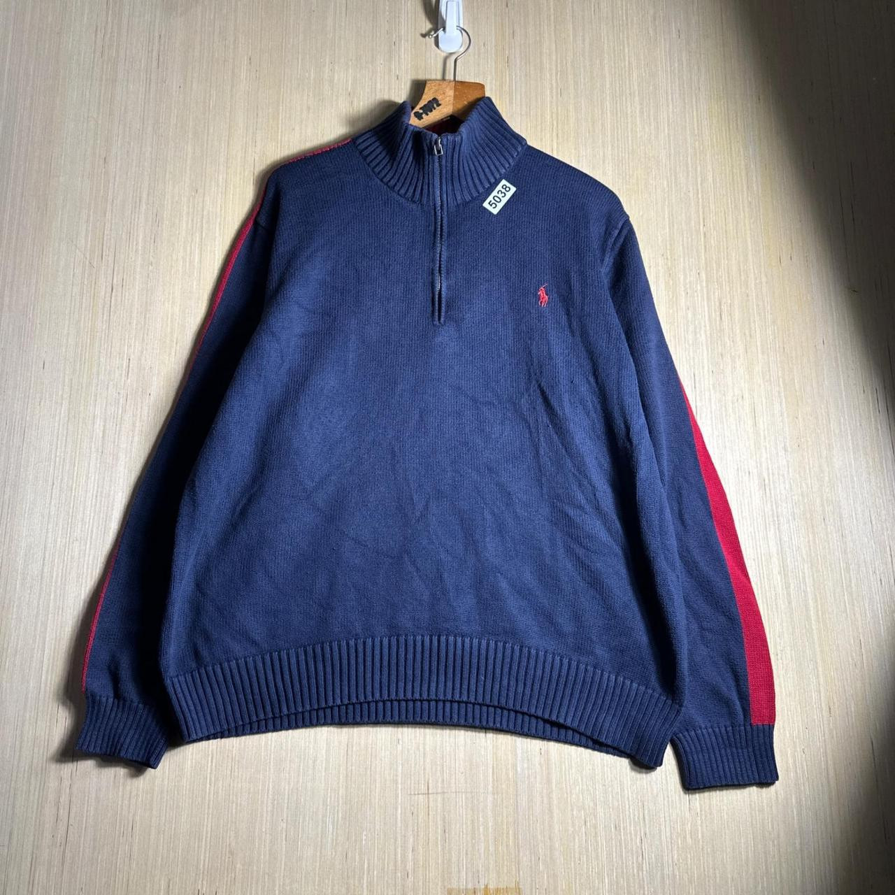 Polo Ralph Lauren Men's Sweater - Navy/Red | Depop US
