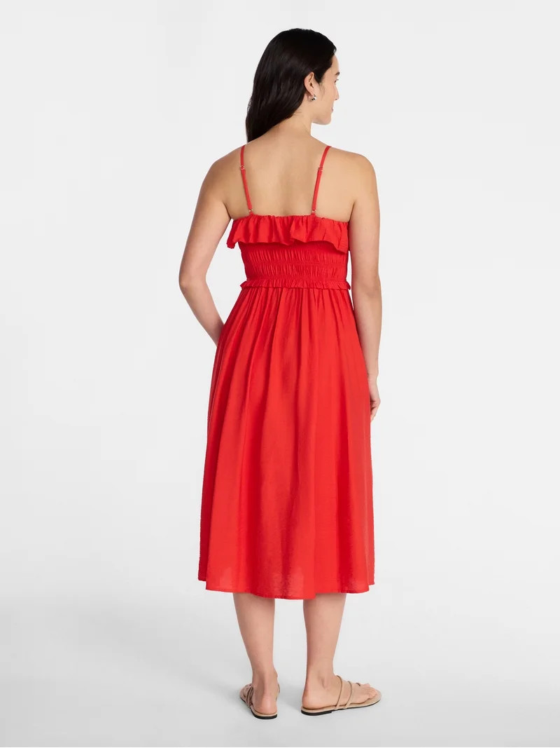 Time and Tru Women's Sleeveless Smocked Midi Dress, Sizes XS-XXXL | Walmart (US)