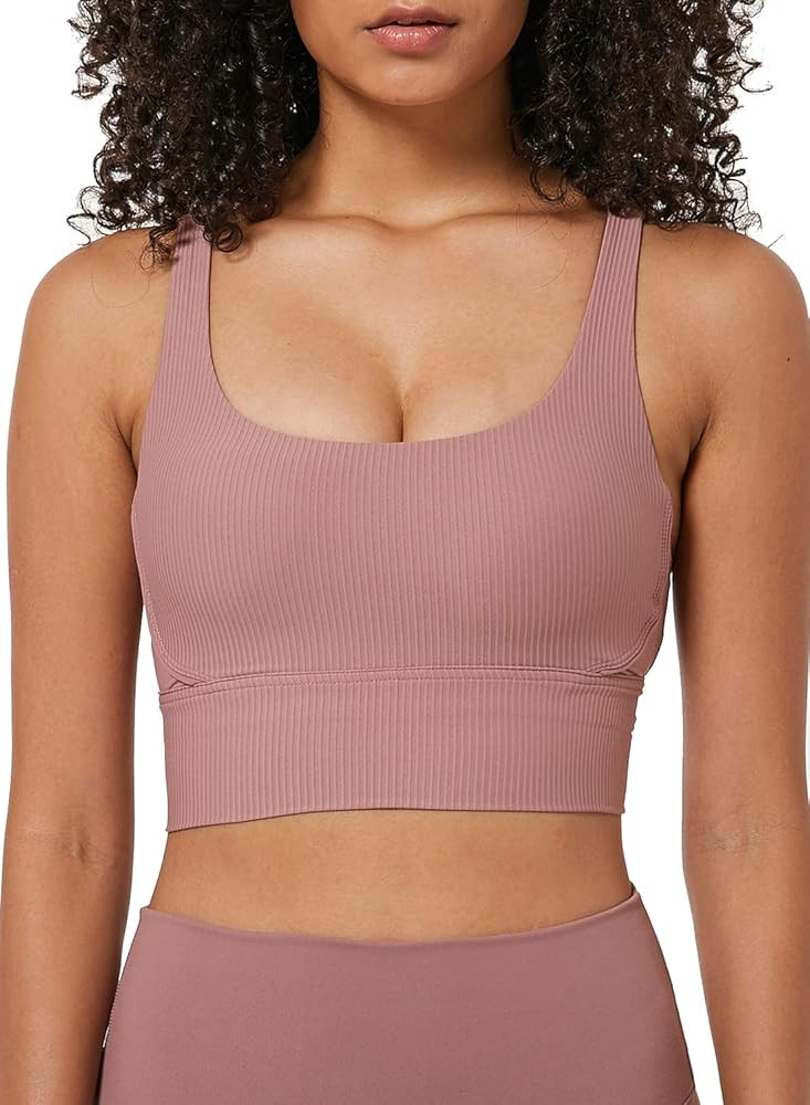 Ouber Women's Ribbed Sports Bras High Impact Strappy Back Fitness Yoga Bra | Amazon (US)