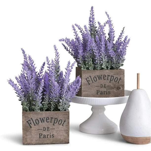Butterfly Craze Artificial Lavender Potted Plant- Set of Two - Walmart.com | Walmart (US)