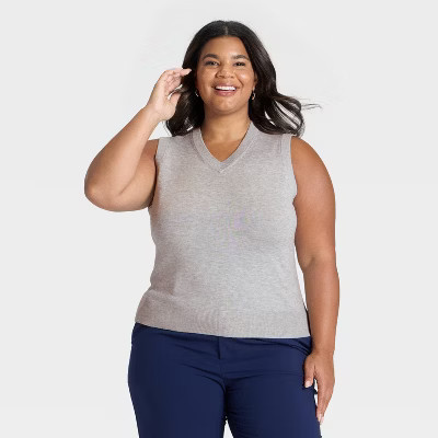 Women's V-Neck Sweater Vest - A New Day™ Gray 2X | Target