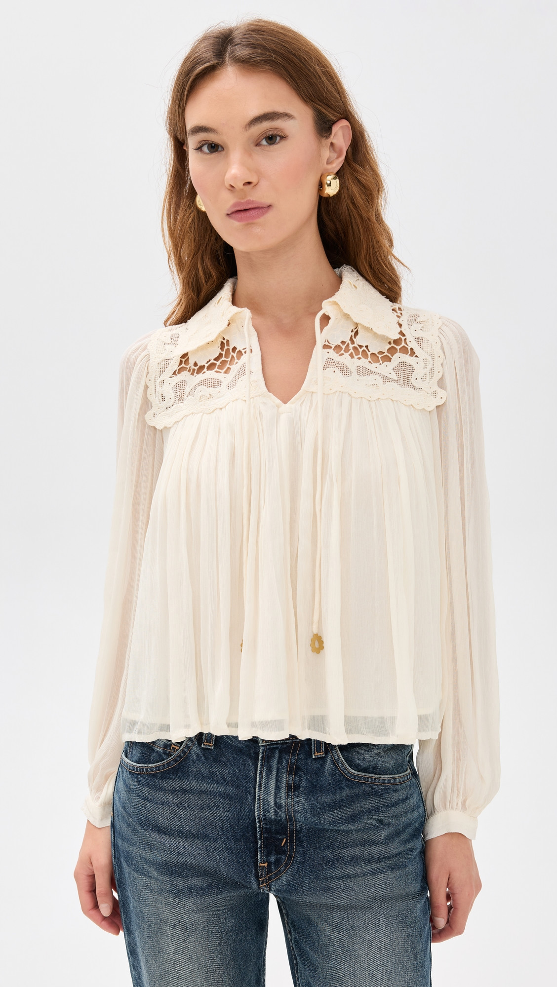 Sea Daphne Lace Top Cream XS | Shopbop