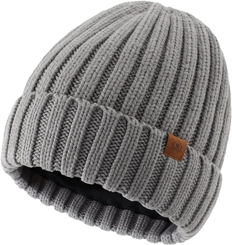 Home Prefer Mens Winter Hat Fleece Knit Beanie Hat Warm Stocking Caps Men Women | Amazon (US)